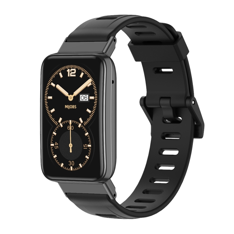 

For Xiaomi Mi Band 7 Pro Mijobs Flat Hole TPU Watch Band(Black)