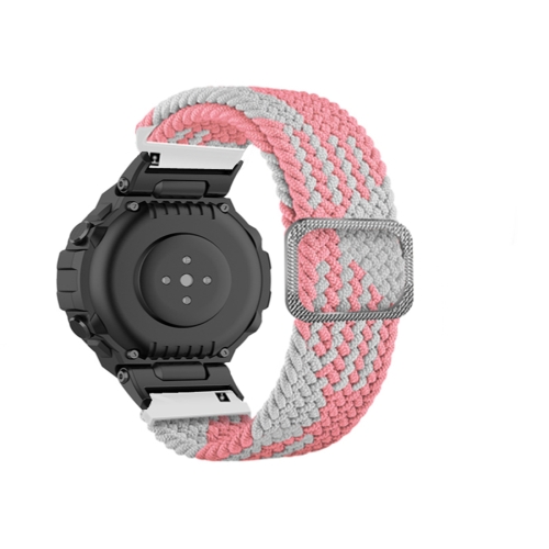 Para Amazfit T-Rex 2 correa de reloj de nailon trenzado con hebilla  ajustable (negro rojo)