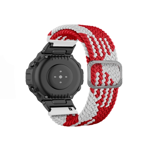 

For Amazfit T-Rex / T-Rex Pro / Ares Adjustable Buckle Braided Nylon Watch Band(Red White)