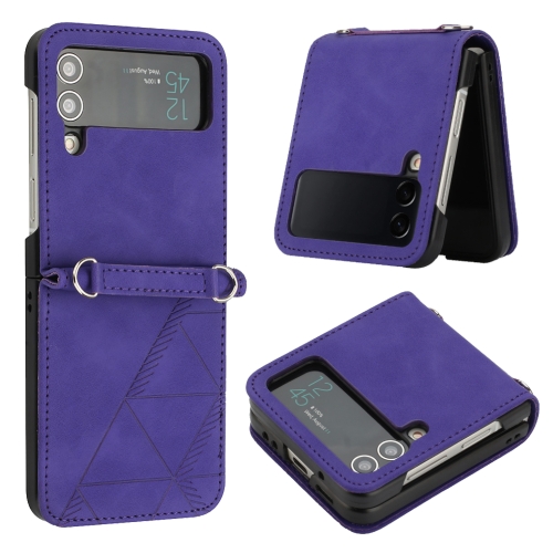 

For Samsung Galaxy Z Flip3 5G 3D Embossed Leather Phone Case(Purple)