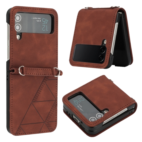 

For Samsung Galaxy Z Flip4 3D Embossed Leather Phone Case(Brown)