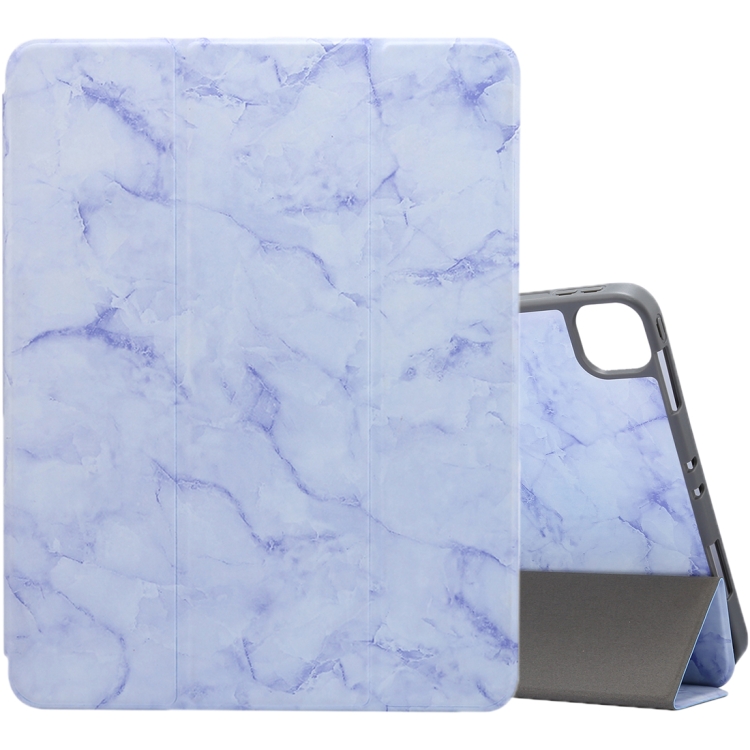 

For iPad Pro 11 inch 2020 / 2018 Three-fold Marble Texture Protective Tablet Case with Pen Slot & Sleep / Screen Suction Function(Purple)