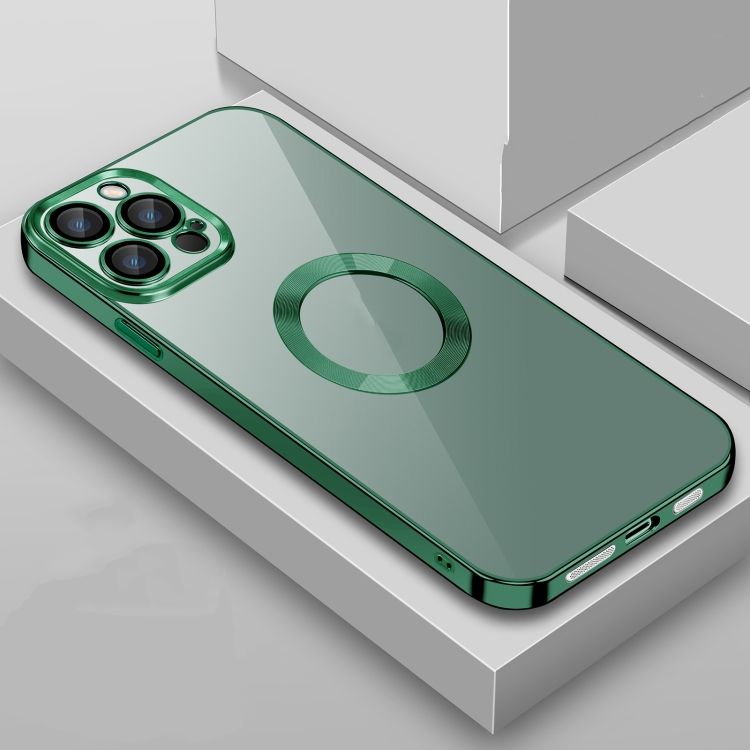 

For iPhone 14 Plus 9D Plated Lens Film Clear Phone Case (Alpine Green)
