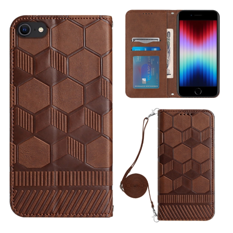 

Crossbody Football Texture Magnetic PU Phone Case For iPhone SE 2022/SE 2020/8/7(Brown)