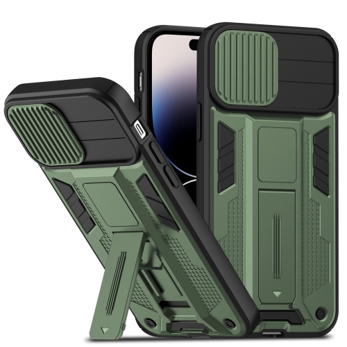 

For iPhone 14 Pro Sliding CamShield Magnetic Phone Case(Dark Green)