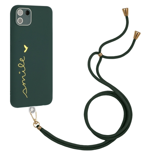 

For Realme C11 2020 Gilding Line TPU Phone Case with Strap(Dark Green)