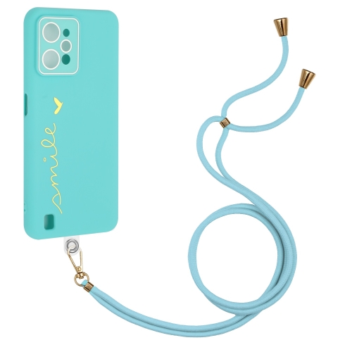 

For Realme C31 Gilding Line TPU Phone Case with Strap(Light Blue)