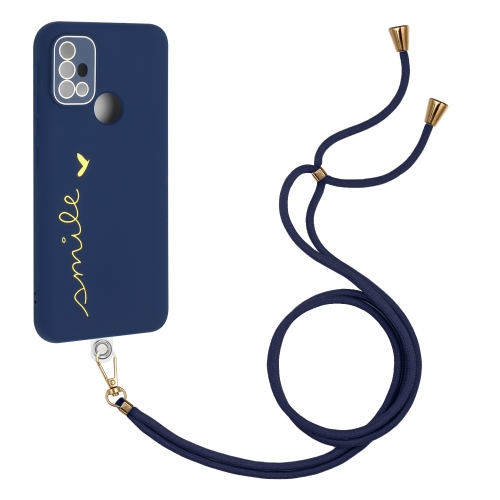 

For Motorola Moto G10 / G20 / G30 / G10 Power Gilding Line TPU Phone Case with Strap(Royal Blue)