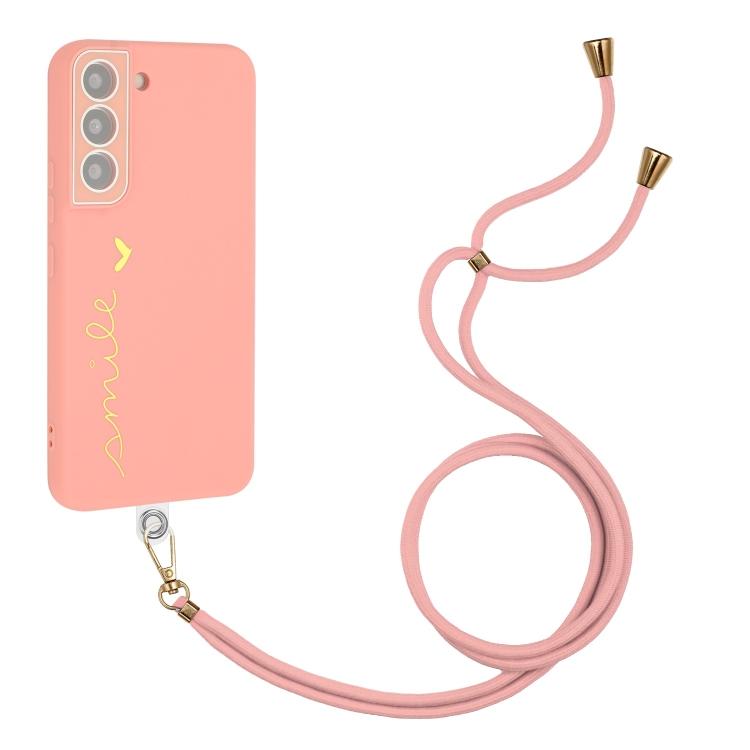 

For Samsung Galaxy S22 5G Gilding Line TPU Phone Case with Strap(Pink)