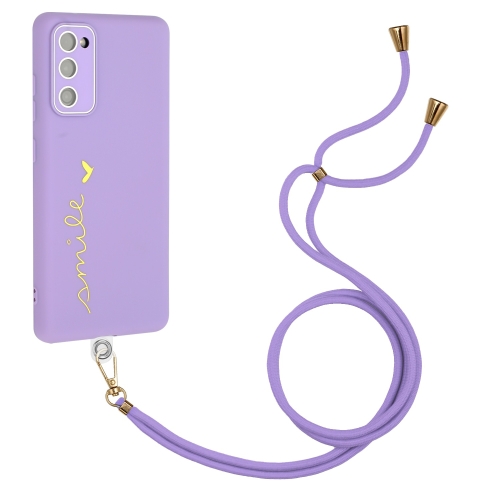 

For Samsung Galaxy S20 FE Gilding Line TPU Phone Case with Strap(Light Purple)