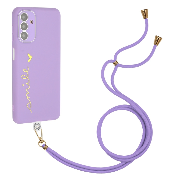 

For Samsung Galaxy A13 5G Gilding Line TPU Phone Case with Strap(Light Purple)