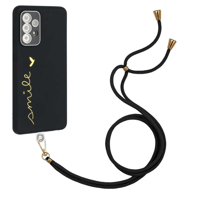 

For Samsung Galaxy A32 5G / M32 5G Gilding Line TPU Phone Case with Strap(Black)
