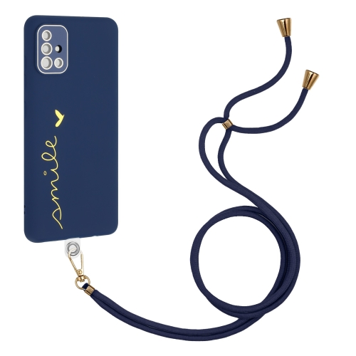 

For Samsung Galaxy A51 / M40s Gilding Line TPU Phone Case with Strap(Royal Blue)