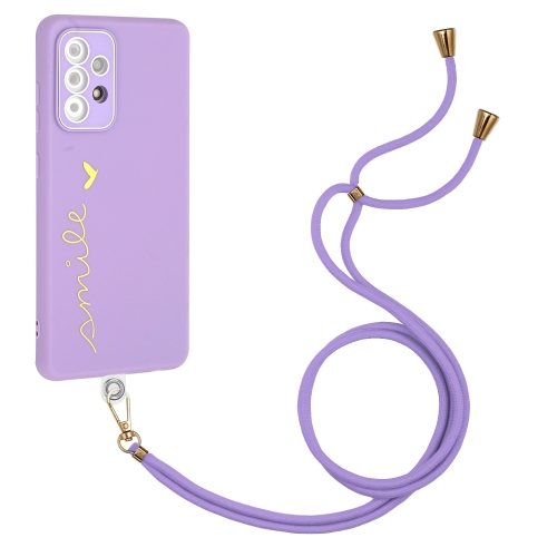 

For Samsung Galaxy A52 / A52s Gilding Line TPU Phone Case with Strap(Light Purple)