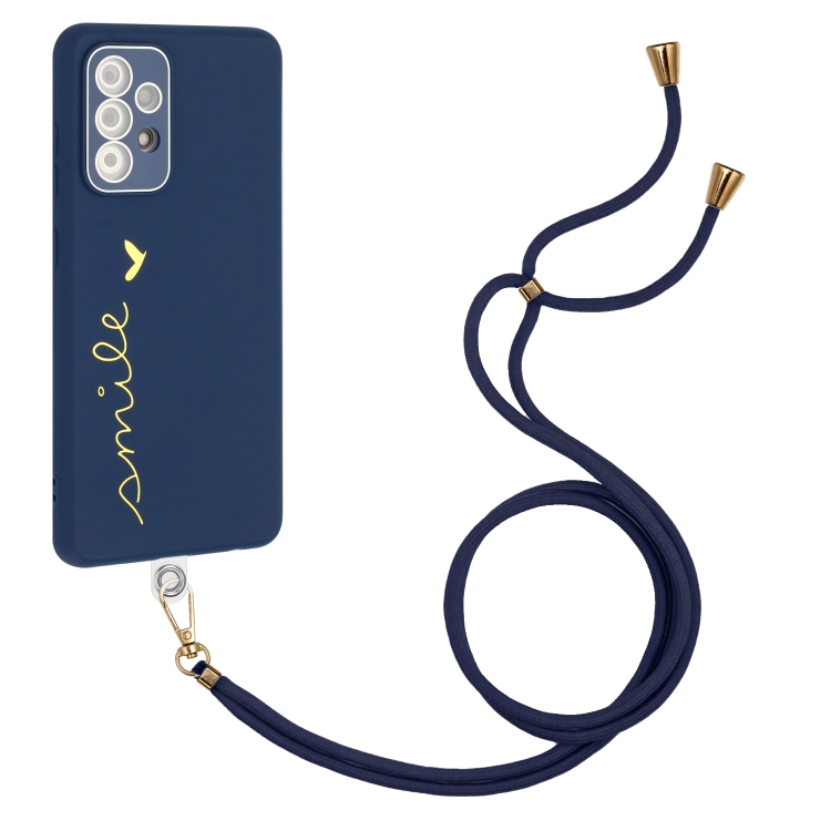 

For Samsung Galaxy A53 5G Gilding Line TPU Phone Case with Strap(Royal Blue)