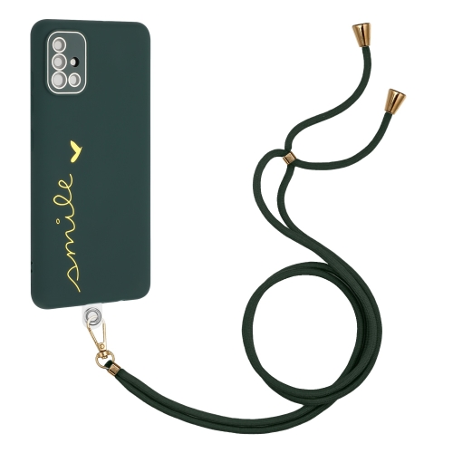 

For Samsung Galaxy A71 4G Gilding Line TPU Phone Case with Strap(Dark Green)