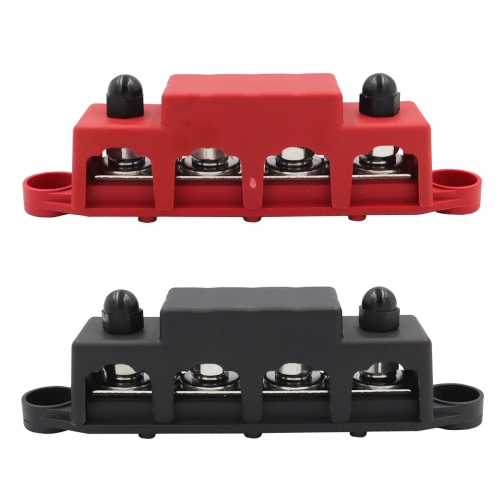 

1 Pair Black & Red M8 Stud RV Ship High Current Power Distribution Terminal Block with Cover