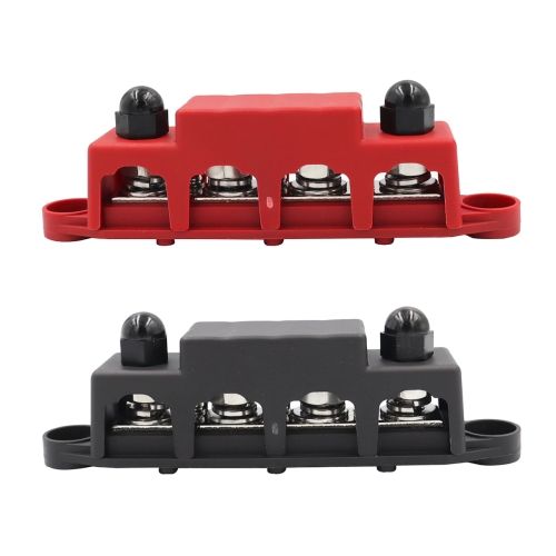 

1 Pair Black & Red M10 Stud RV Ship High Current Power Distribution Terminal Block with Cover