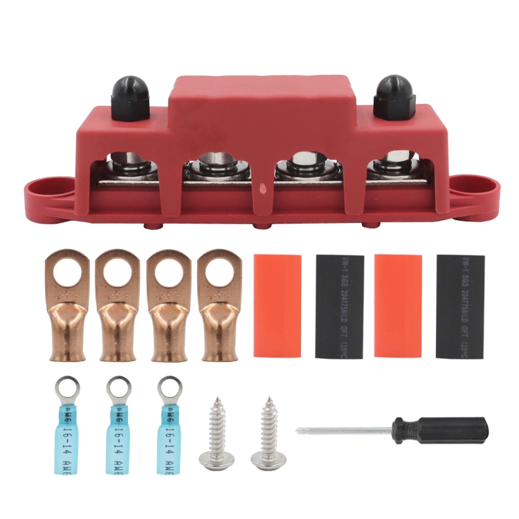 

Red M10 Stud RV Ship High Current Power Distribution Terminal Block with Accessories