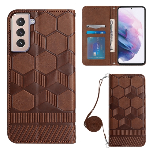 

For Samsung Galaxy S21+ 5G Crossbody Football Texture Magnetic PU Phone Case(Brown)