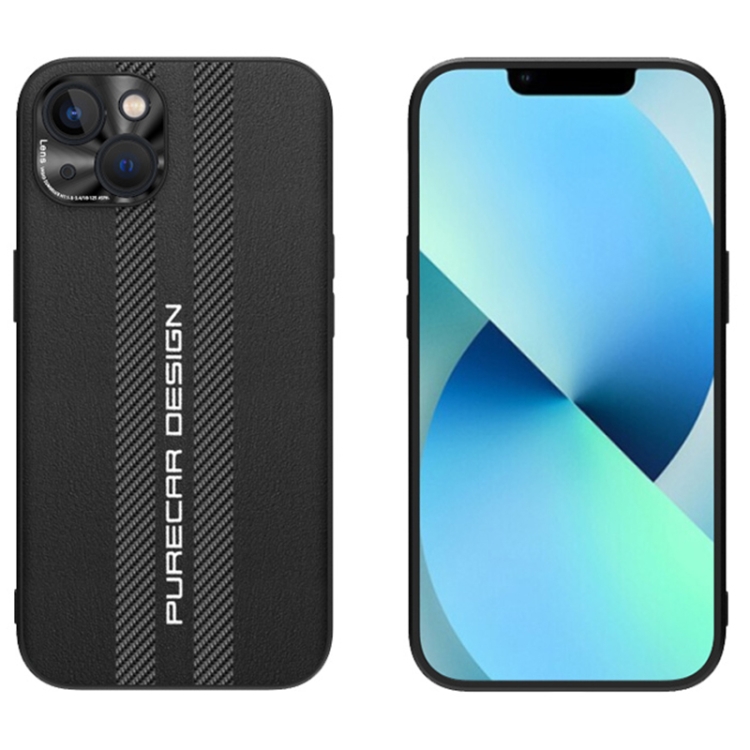 

Carbon Fiber Texture Plain Leather Phone Case For iPhone 13(Black)