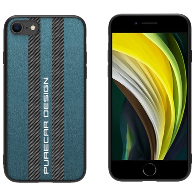 

Carbon Fiber Texture Plain Leather Phone Case For iPhone SE 2022 / SE 2020 / 8 / 7(Dark Green)