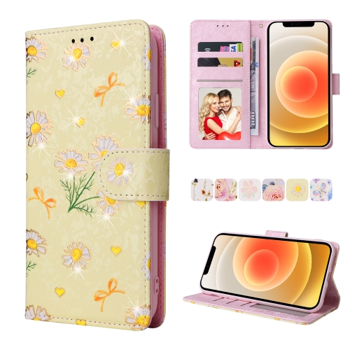 

Bronzing Painting RFID Leather Case For iPhone 12 / 12 Pro(Yellow Daisy)