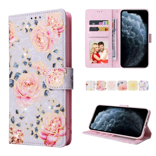 

Bronzing Painting RFID Leather Case For iPhone 11 Pro Max(Pastoral Rose)