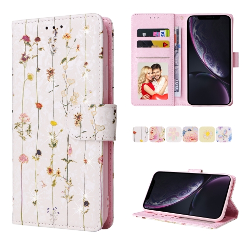 

Bronzing Painting RFID Leather Case For iPhone XR(Dreid Flower World)