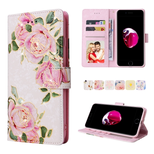 

Bronzing Painting RFID Leather Case For iPhone 7 Plus / 8 Plus(Rose Flower)