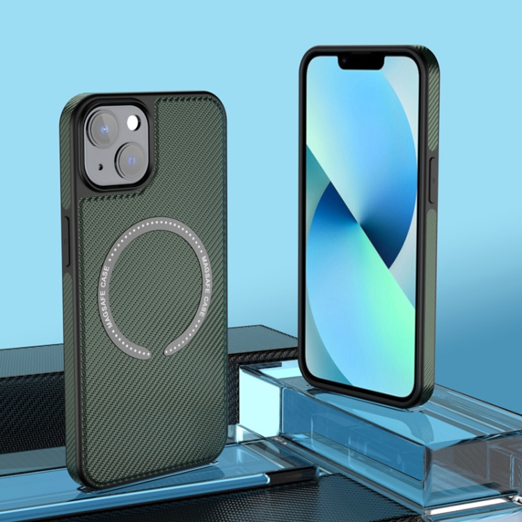 

Carbon Fiber Texture MagSafe Magnetic Phone Case For iPhone 12 Pro(Green)