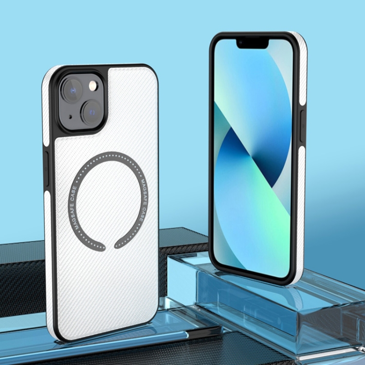 

Carbon Fiber Texture MagSafe Magnetic Phone Case For iPhone 11(White)