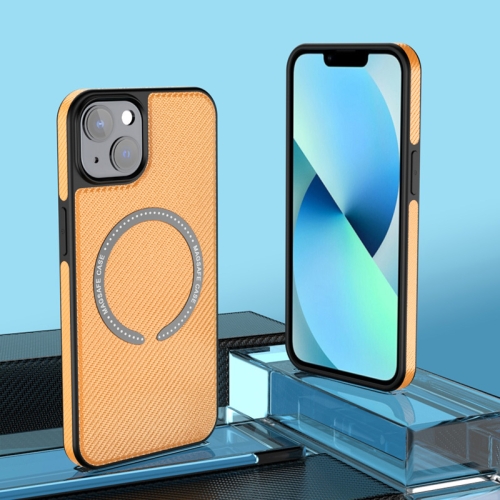 

Carbon Fiber Texture MagSafe Magnetic Phone Case For iPhone 11 Pro(Yellow)