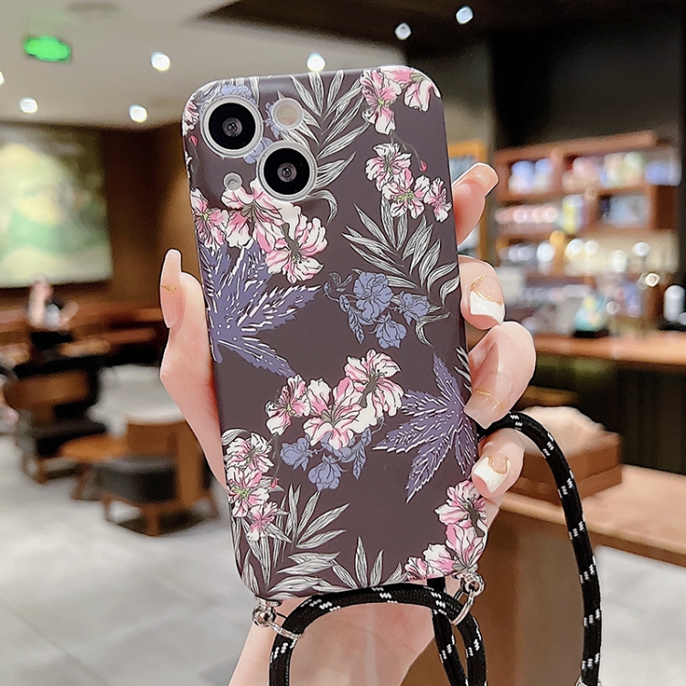 

Lanyard Small Floral TPU Phone Case For iPhone 11 Pro Max(Light Purple)