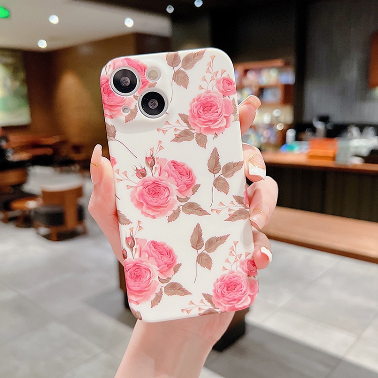 

For iPhone 14 Plus Small Floral TPU Phone Case (White)