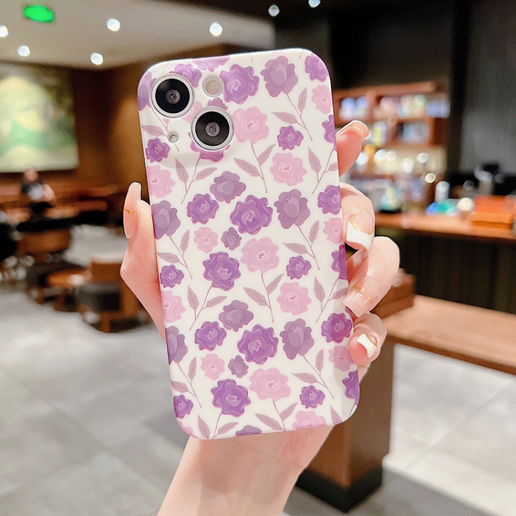 

For iPhone 14 Pro Max Small Floral TPU Phone Case (Purple Pink)