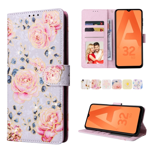 

For Samsung Galaxy A32 5G Bronzing Painting RFID Leather Case(Pastoral Rose)