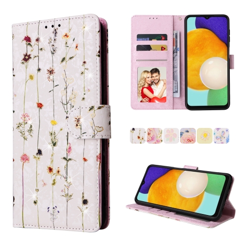 

For Samsung Galaxy A13 4G / 5G Bronzing Painting RFID Leather Case(Dreid Flower World)