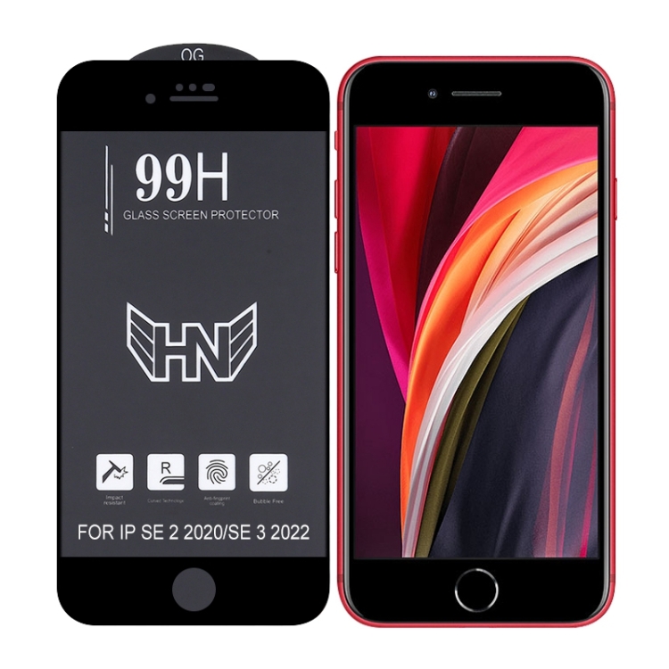 

High Aluminum Large Arc Full Screen Tempered Glass Film For iPhone SE 2022 / SE 2020