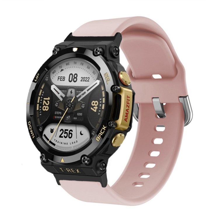 For Amazfit T-Rex Silicone Reverse Buckle Watch Band(Pink)