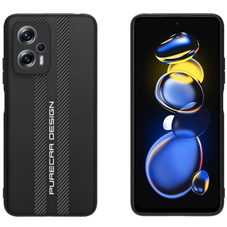 

For Xiaomi Redmi Note 11T Pro Carbon Fiber Texture Plain Leather Phone Case(Black)