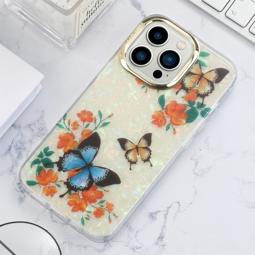 

For iPhone 14 Pro Shell Texture Flower TPU Phone Case(Color Butterfly)