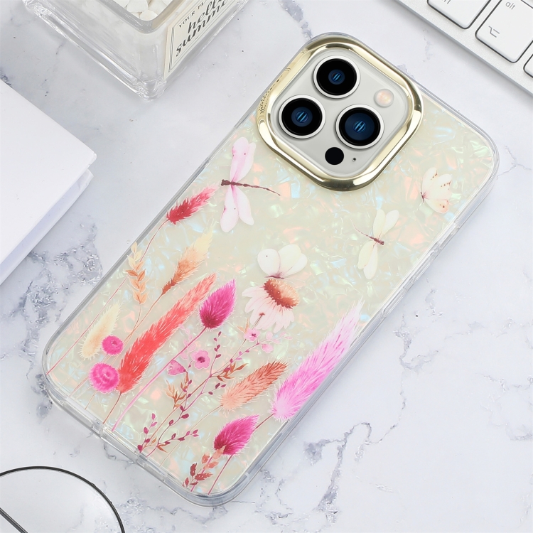 

For iPhone 14 Pro Max Shell Texture Flower TPU Phone Case (Dragonfly X5)