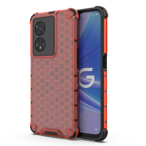 

For OPPO A97 5G Shockproof Honeycomb PC + TPU Phone Case(Red)