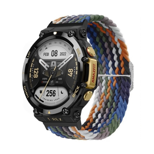 

For Amazfit T-Rex 2 Adjustable Buckle Braided Nylon Watch Band(Colorful)