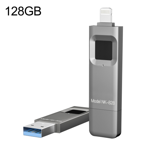 

128GB NK-828 8 Pin + USB 2 in 1 Zinc Alloy U Disk with Fingerprint Unlock