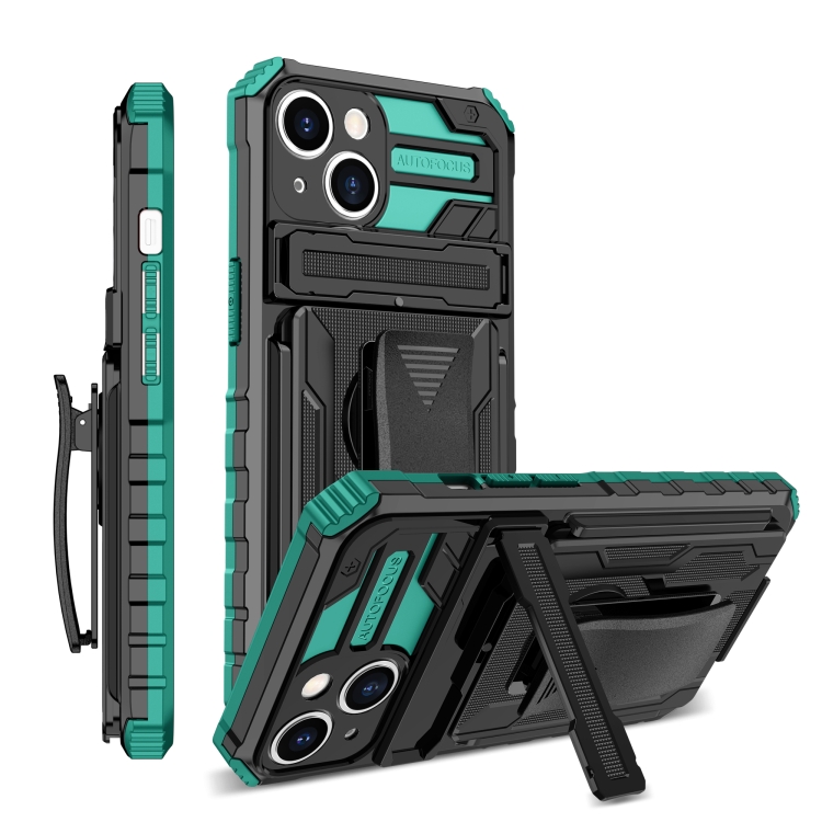 

For iPhone 14 King Kong Back Clip Series Holder Phone Case (Green)