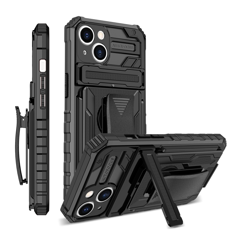 

For iPhone 14 King Kong Back Clip Series Holder Phone Case (Black)