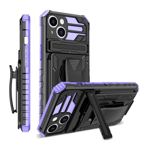 

King Kong Back Clip Series Holder Phone Case For iPhone 14 Max(Purple)