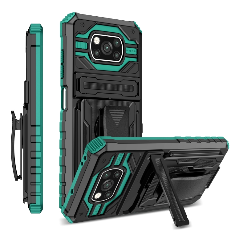 

For Xiaomi Poco X3 King Kong Back Clip Series Holder Phone Case(Green)